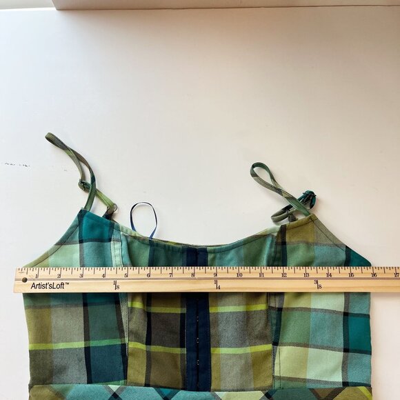 NEW Urban Outfitters Keya Plaid Eye & Hook Mini Dress Green Multi - Size Medium - Picture 5 of 7